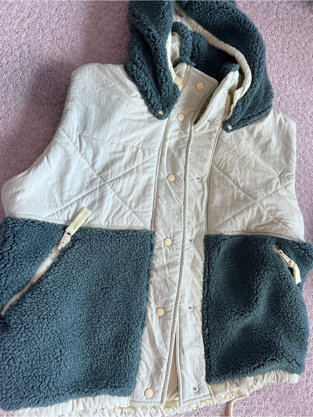 Free People Movement Adventure Awaits Fleece Vest Yellow/Green small - Picture 4 of 6